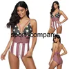 Uma peça Mulheres Swimsuit Verão Sexy Swimwear Bodysuit EUA Bandeira Esportes Banheira Terno Mulheres Swimsuit 3D Impresso Verão Sexy