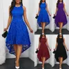 Floral Lace Women Solid Color SleevelIrregular Hem Formal Party Midi Dress X0529