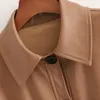 Vintage mujer marrón suelta PU fajas camisa chaqueta Otoño Invierno moda señoras gruesas prendas de vestir exteriores mujer Casual abrigos de gran tamaño 210515