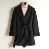 Women's Wool & Blends Double-sided Cashmere Coat Female 2021 Spring Suit Collar Belt Small Han Edition Show Thin Cloth