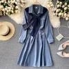 Neploe Chic Panneaux Capes Design Faux Robe Deux Pièces Nouvel Automne Coréen Élégant Robes Col Rabattu Robes Femmes 210423