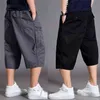 Duże rozmiary Mężczyźni Casual Spodenki Sport Summer Streetwear Cargo Cienki Luźne Długa praca z kieszeniami Roupas Mens Odzież XX60MS 210713