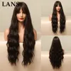 Perruque synthétique longue ondulée pour femme marron avec perruques blondes perruque en fibre résistante à la chaleur