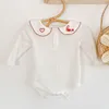 Infant Baby Girls Letter Loving Heart Embroider Rompers Clothing Spring Autumn Kids Girl Long Sleeve Clothes 210429