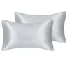 In Stock Pillow Case Solid Silky Satin Skin Care Pillowcase Hair Anti Queen King Full Size Cover in stock 2PCS sxa14