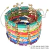 Bangle Natural Stone Bar Beaded Woven Bracelet Trendy Retro Colorful Irregular Texture Female Adjustable Rope Wristband Jewelry