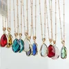 12 colori Birthstone Water Drop Pendant Teardrop Glass Crystal Charm Collana Gioielli da donna