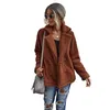 İmitasyon Kürk Ceket Kadın Kuzu Takım Elbise Yaka Kısa Uzun Kollu Yapay Yeşil 211207