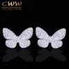 Lovely Trendy Micro Pave Cubic Zirconia Stud Earrings Cute Vivid Insect Butterfly Shape Fashion Ladies Jewelry CZ163 210714