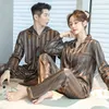 Mannen vrouwen casual huis kleding nachtkleding luxe pyjama pak satijn zijden pyjama sets paar nachtkleding pijama liefhebbers nacht pak 211110