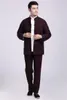 Tute da uomo Misto Solido di Lana Uomo Cinese Tradizionale Abbigliamento Kungfu Vestito Taichi Vestire Sette Fibbie Taiji