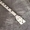 Super sällsynta 4 strängar Prince Symbol One Eye White Electric Bass Guitar Hand Word Paint, 26 Frets, Svart Block Inlay