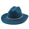 Fedora chapéu para mulheres largo borda diamante faixa sentiu jazz chapéu outono inverno casamento festa trilby chapéu