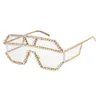 Strass lunettes de soleil surdimensionnées femmes 2021 une pièce diamant rétro hommes lunettes de soleil carré Vintage marque en gros 11