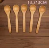 13.2 * 3cm Colher de bambu Sorvete Sorvete Honey Spoons Baby Spoons Cozinha usando pequena colher