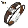 Vnox Vintage Rudder Charm Bracelet for Men Multi-layer Leather Rope Bracelets Bangles 7.87" pulseira masculina