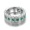 2022 Ins Eheringe Top Verkauf Vintage-Schmuck 925 Sterling Silber Füllung Smaragd 3A Kubikzircon CZ Diamant Party Versprechen Frauen Me2192648