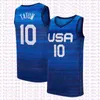 2021 National Team US 농구 저지 Devin 15 인사 Kevin 7 Durant Damian 6 Lillard Jayson 10 Tatum Jerseys 화이트 블루 망