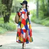 Еместная негабаритная одноигранная женское летнее платье Kaftan Plaid Polka Dot Print Casual 2022 Ladies Maxi Long Dress vestidos
