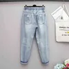 Plus-Size-Baggy-Jeans für Damen, lockere Haremshose, Fat Sister 200 Pfund, hohe Taille, zerrissen, 211129