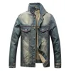 Chaquetas de hombre Vintage Retro suelta cuello bolsillo chaqueta de mezclilla blusa superior Streetwear abrigos Hommes con capucha encantador de talla grande prendas de vestir