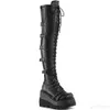 2021 высококачественный дизайн женский женский платформ High High Boots Bupe Buckle Buckle Punk High Hells Boots Женщины косплей клинья сапоги женщина