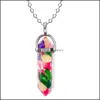 Colares pingentes de cristal hexagonal Opal Quartz roxo Turquesa Colar de chakra de pedra natural para mulheres entrega de j￳ias 20