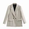 Woman Loose Double-breasted Blazer Suit Collar Button 3-Color Suit women's Jackets Suits Jacket Party Formal Wear 220114