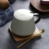 Mugs White Coffee Nordic Cover Cups Set Ceramic Espresso Taza Personalized Gift BJ50