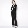Women's Suits Autumn And Winter Single Buckle Fashion Professional Decoration Slim Trousers Office Two-Piece Set Two Piece Pants