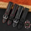 Koolstofvezel horlogeband 18mm 20mm 21mm 22mm 23mm 24mm zwart met witte rode blauwe oranje lijn voor mannen en vrouwen horloge accessoires