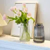 Transparent Glass Vase Stripe Shape Multicolor Modern Home Decoration Bedroom Living Room Dining Table Countertop Decor Gifts 210623