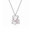 New Trendy Cute Stainless Steel Shell Bear Pendant Necklace with Heart Charm