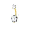 Chirurgisch roestvrij staal Cubie Zirkon Diamond Navel Ring Bely Button Piercing Body Jewelry for Women Fashion Will en Sandy