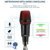 Microfone CardioID do Tipo-C USB com LED para gravação de instrumentos de vídeo Andriodios PC Mic para o Karaoke Mobile Voice sobre o zoom