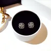 Crystal Stud Earrings Rotable Circle Flower Sterling Silver Cute Unique Jewelry for women Fashion3881680
