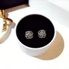 Crystal Stud Earrings Rotable Circle Flower Sterling Silver Cute Unique Jewelry for women Hot Fashion