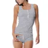 PJAMAS dla kobiet US Moda Pijamas Bawełna Piżamy Sexy Top and Shorts Sleepwear Bez rękawów PJAMA SET Ladies Lingerie Party Set 210831