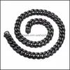 Ожерелья подвески ювелирные украшения винтажный черный цвет бордюр кубинская цепь колье или браслетные украшения шириной 15 мм 7-40 дюймов из нержавеющей сталки