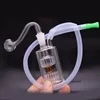 Mini queimador de óleo de vidro cachimbo de fumar cachimbo de água matriz em linha perc cachimbo de água para fumar pirex grosso bongs de luz LED com tigela de óleo macho de 10 mm e mangueira