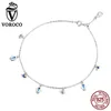 VOROCO mode contracté 925 femmes bracelets de cheville solide chaînes de perles rondes véritable argent sterling fille cheville