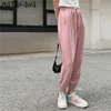 Matakawa Harem Broek Vrouwen Korea Elastische Taille Tie Snoep Kleur Casual Sweatpants Pantalones Mujer Cintura Alta 210513