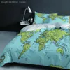 Sängkläder uppsättningar kartmönster tvilling set ljus grön pojke flicka sovrum kuddar dekor hem lyx