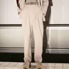 Pantaloni da uomo Casual Piccoli pantaloni dritti in autunno e in inverno Grandi dimensioni Moda a vita alta Multi Fold Lana sciolta