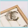 Pins, Kore Yaratıcılık Moda Bayanlar Elmas Tasarımcı G Harfler Broş Lüks Marka Vintage Retro Kristal Rhinestone Broşlar Pins Charm W
