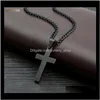 Colar de a￧o inoxid￡vel da moda para homens mulheres Gold Gold Black Link Chain Jesus Cross Pingente Pingente J￳ias Cefdh Zi6pf