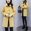 Casual Women Wool Coat Autumn Winter Fashion Korean Mid-Long Sleeve 's Coats Blends Black Tops 785G 210420
