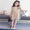 Dziewczyny Letnie Kamizelki Sukienki Dzieci Moda Ruffles Łączenie Princess Sundress 3-13 YRS Old Kid Tulle Gaza One Piece Clota X408 Q0716