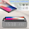 Electric Digital Alarm Clock With Phone Wireless Charger Desktop HD Mirror Table Date Thermometer Time Led Display 220311