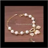 Drop Delivery 2021 B327 Pearl Gold Chain Bling Rhinestone Heart Armband Charm smycken Wholesale Factory Pris #2029 CFKY6